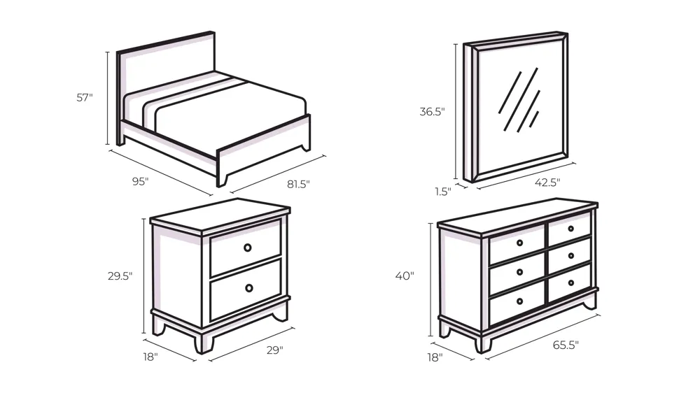 Soriah 4-pc. Storage Bedroom Set Dimensions