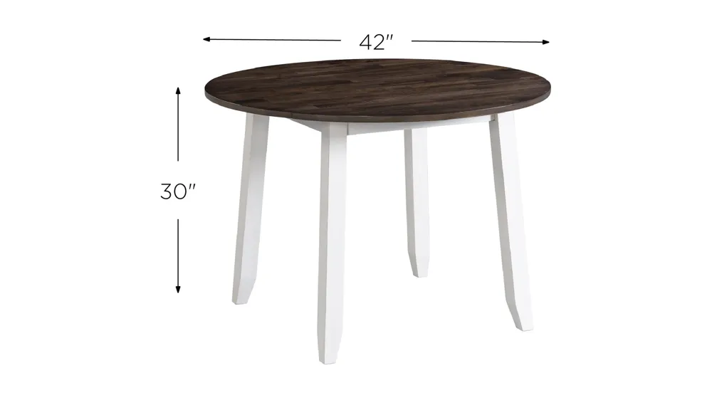 Kona Round Drop Leaf Dining Table Dimensions