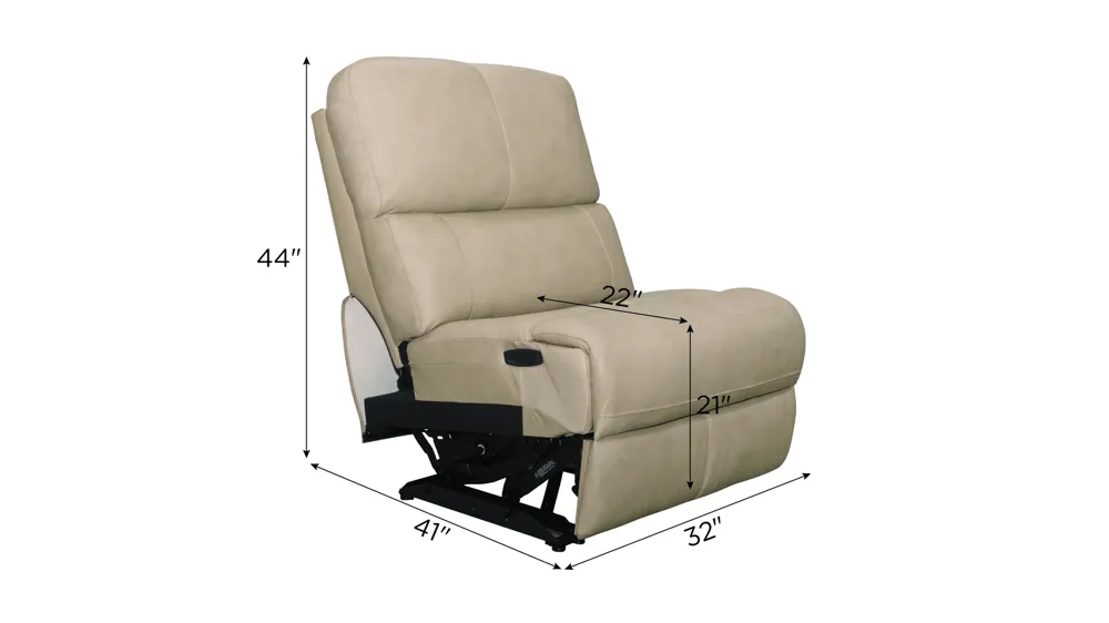 Henrick Triple Power Leather Armless Recliner Dimensions