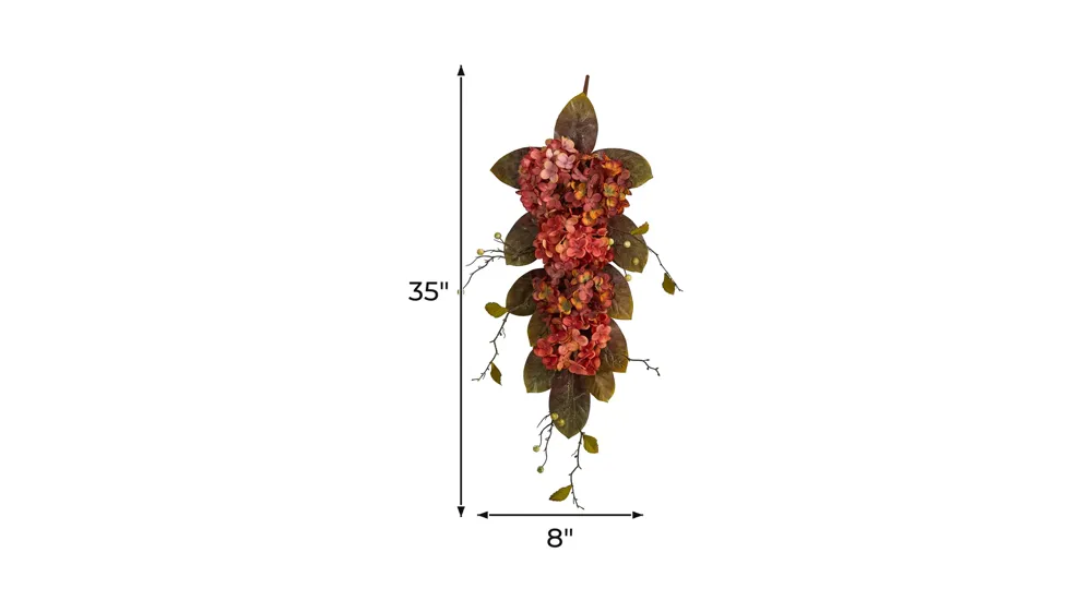 Crisp 35" Hydrangea and Berry Teardrop Dimensions