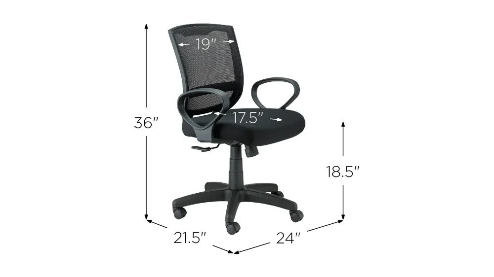Maze Office Chair with Loop Arms Dimensions