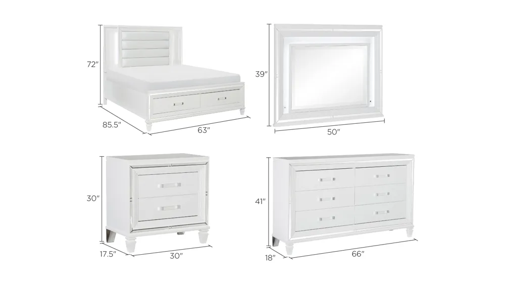 Selena 4-pc. Platform Bedroom Set with Storage Bed Dimensions