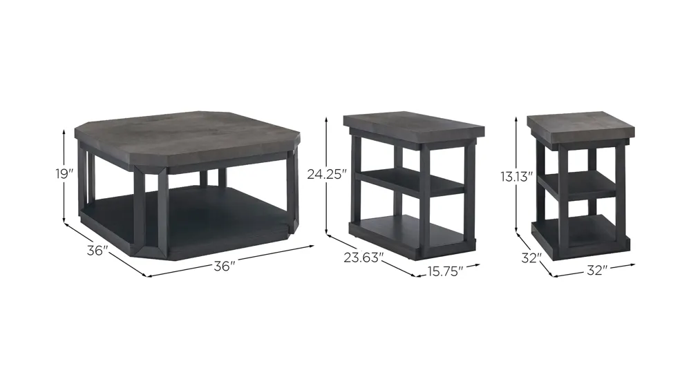 Bonilane 3-pc. Occasional Table Set Dimensions