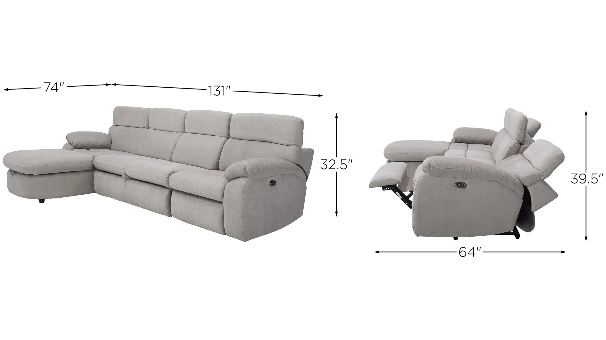 Enbright Microfiber 3-pc. Power-Reclining Sectional w/ Pop Enbright Microfiber 3-pc. Power-Reclining Sectional w/ Pop