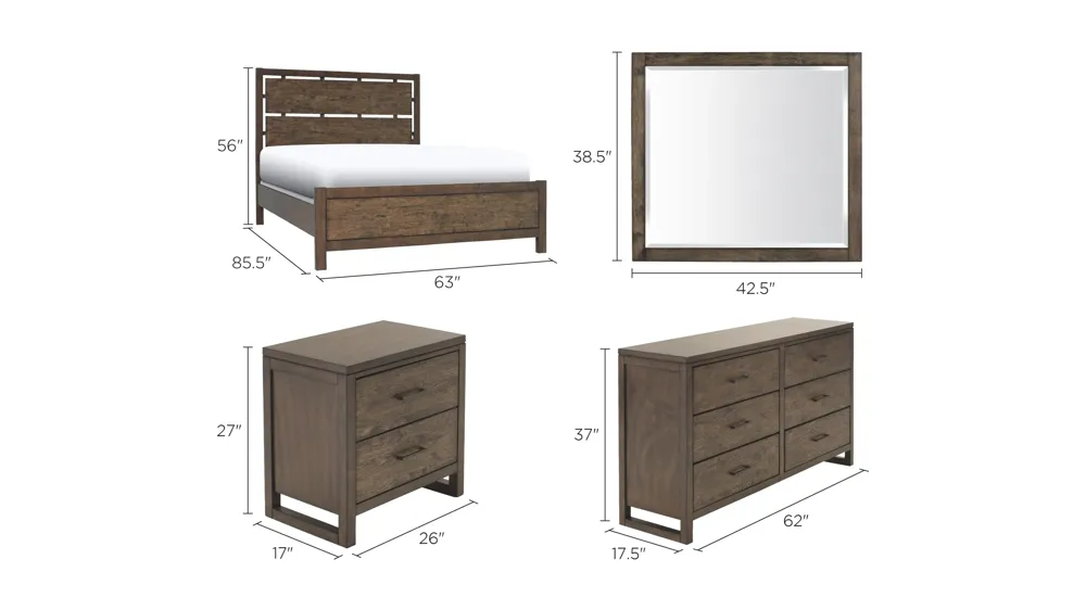 Larkspur 4-pc. Bedroom Set Dimensions