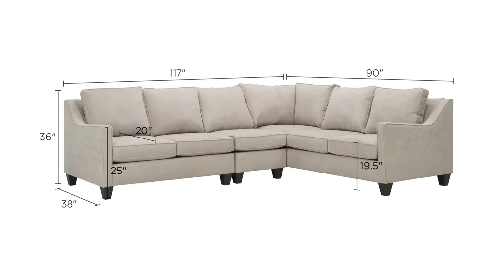 Ezra 3-pc. Chenille Sectional Sofa Dimensions