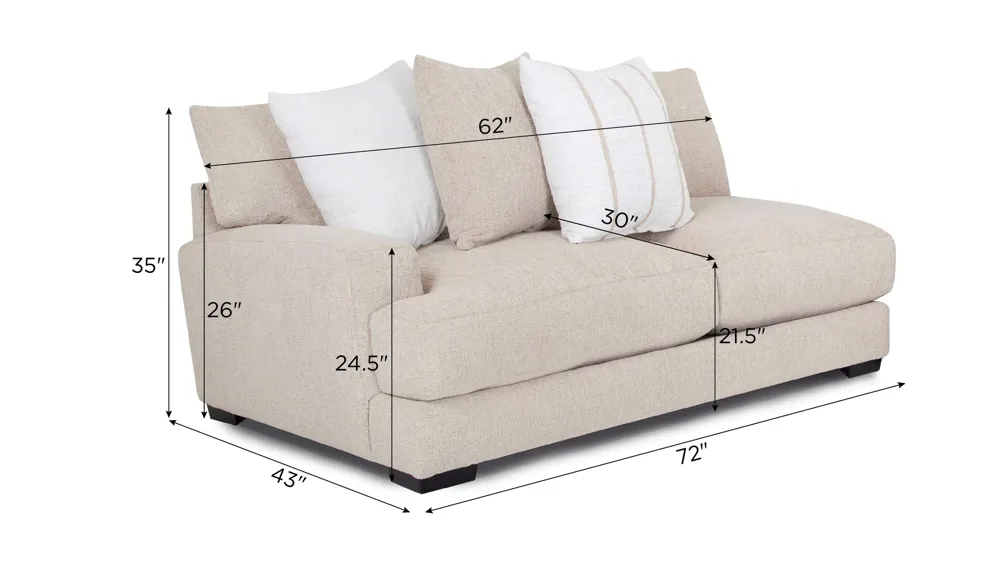 Carter Left-Arm-Facing Loveseat Dimensions