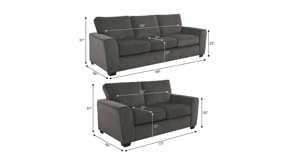 Bray Living Room Set Dimensions