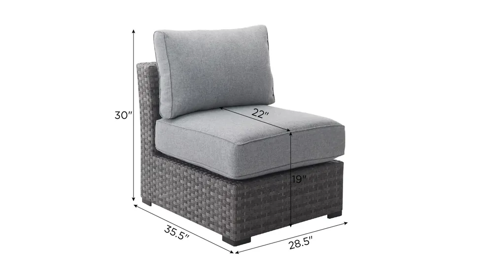 Palm Isle Outdoor Armless Chair Dimensions