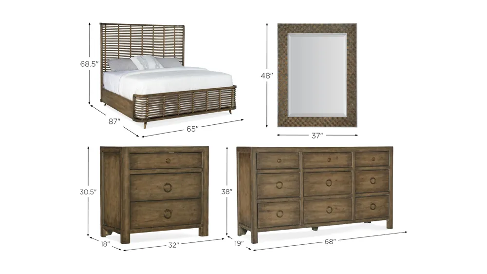Sundance 4-pc. Rattan Bedroom Set Dimensions