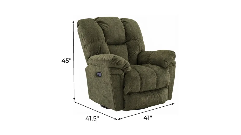 Leroy Swivel Glider Recliner w/ Power Headrest Dimensions