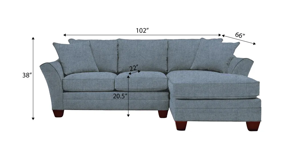 Foresthill 2-pc. Right Hand Chaise Sectional Sofa Dimensions