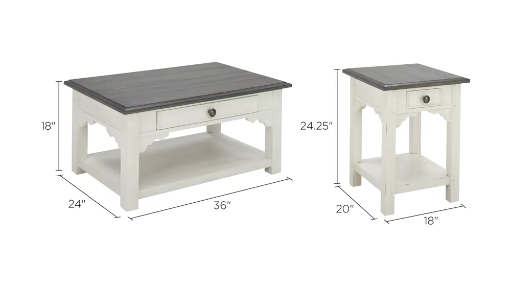 Malia 3-pc. Occasional Table Set Dimensions