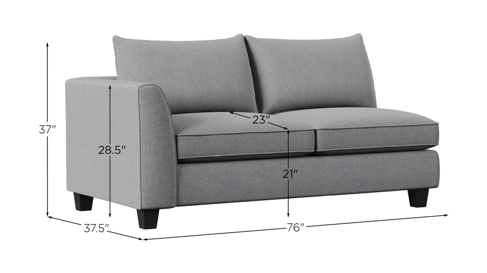 Daine Left Arm Facing Loveseat Dimensions