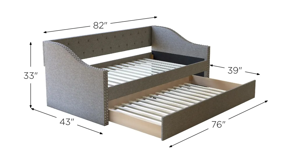 Mandrake Fabric Daybed with Trundle Set Dimensions
