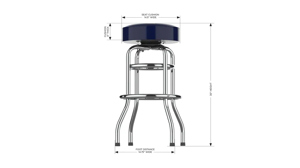 NFL Backless Swivel Bar Stool Dimensions