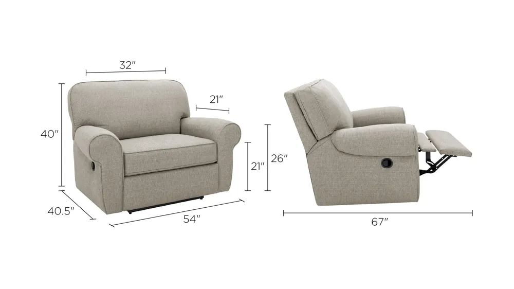 Stanton Chenille Wallaway Recliner Dimensions