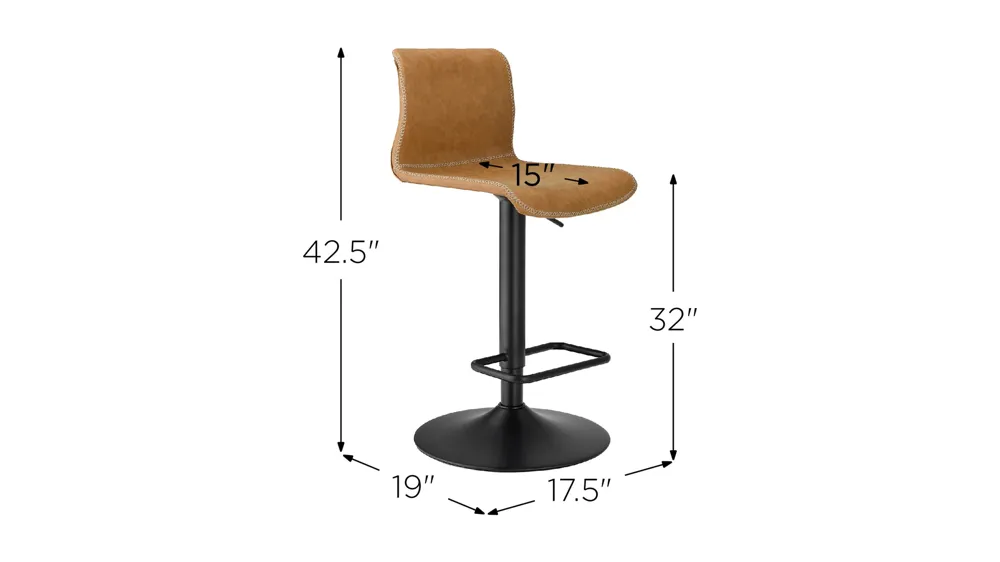 Jayden Gaslift Bar Stool: Set of 2 Dimensions