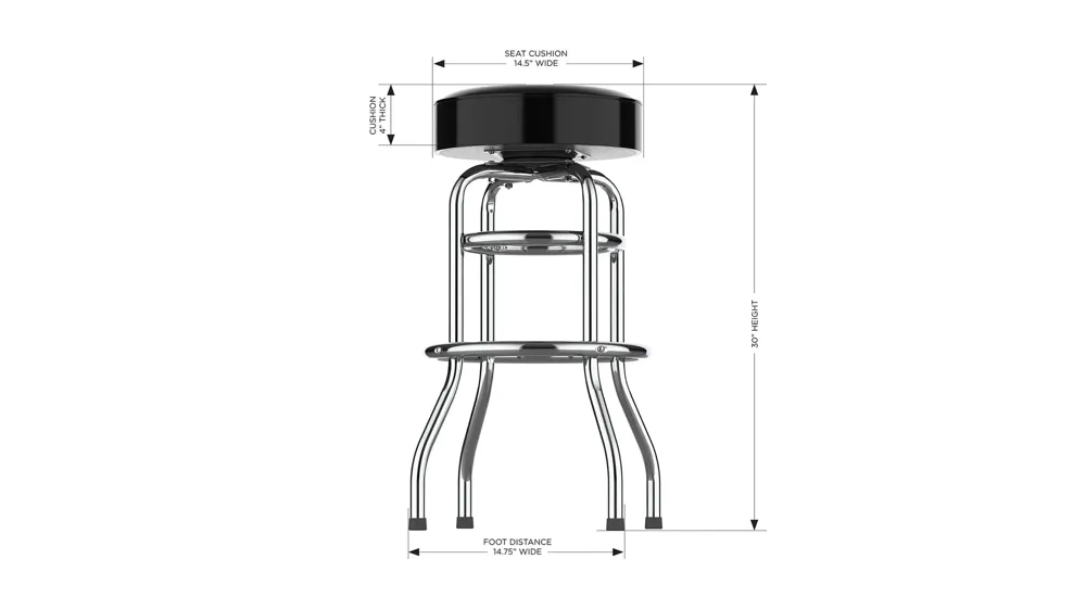 NFL Backless Swivel Bar Stool Dimensions