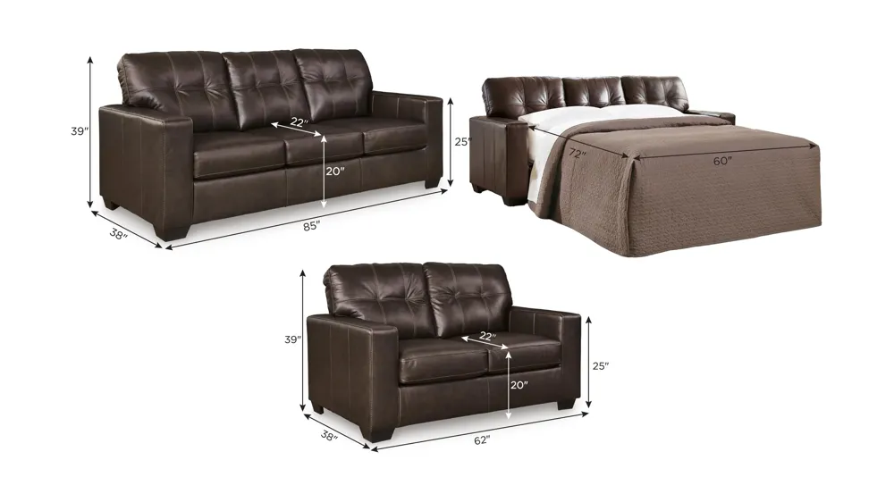 Arvell Living Room Set Dimensions