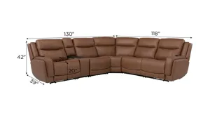 CRIMEファンボード ブラウン 6.2 Harbin 6-pc. Zero Gravity Triple Power Sectional w/ Cooler Console