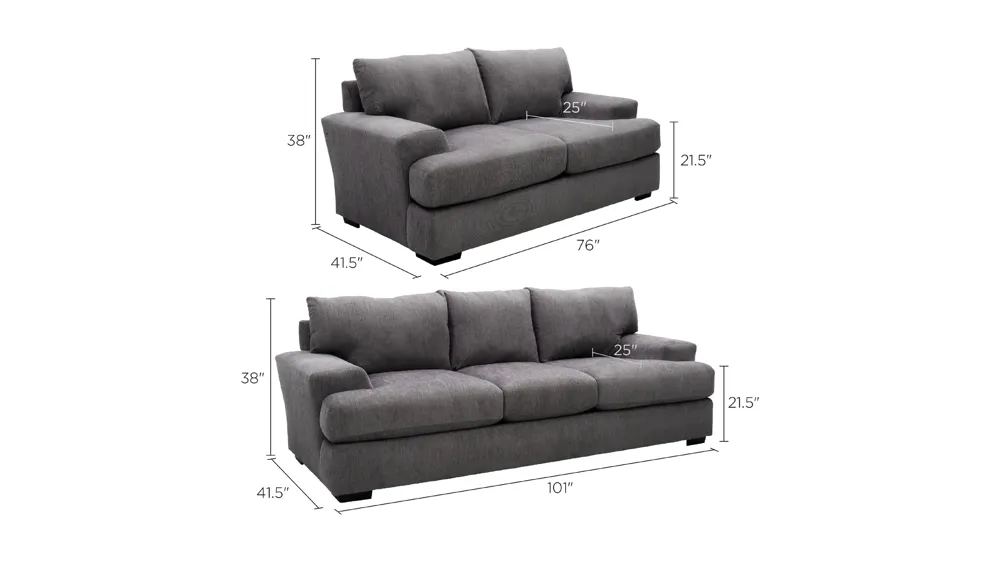Hendrick 2-pc. Sofa and Loveseat Set Dimensions