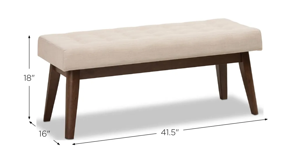 Elia Fabric Button-Tufted Bench Dimensions