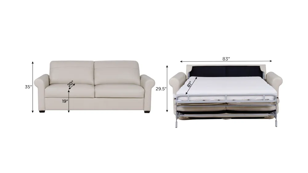 Harley 2-pc. Leather Queen Sleeper Dimensions