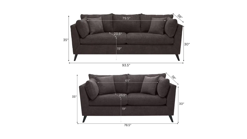 Caruso Living Room Set Dimensions