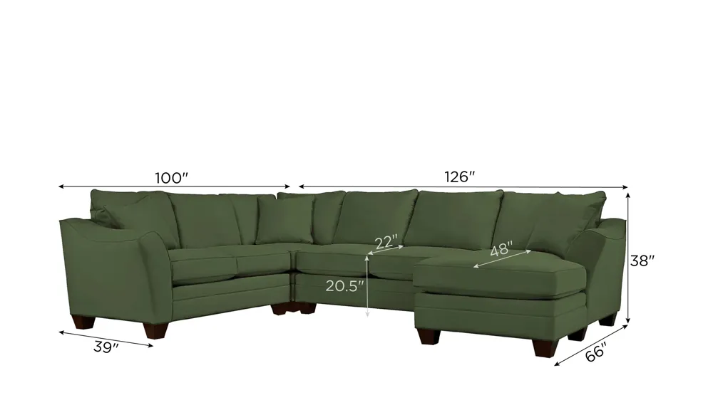 Foresthill 4-pc. Sectional w/ Right Arm Facing Chaise Dimensions