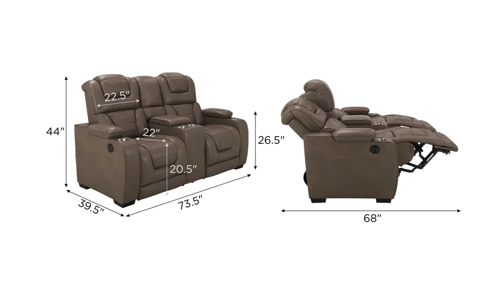Othello Power Console Loveseat w/Power Headrest | Raymour & Flanigan