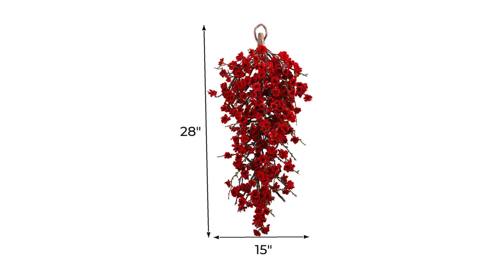 28" Plum Blossom Teardrop Dimensions