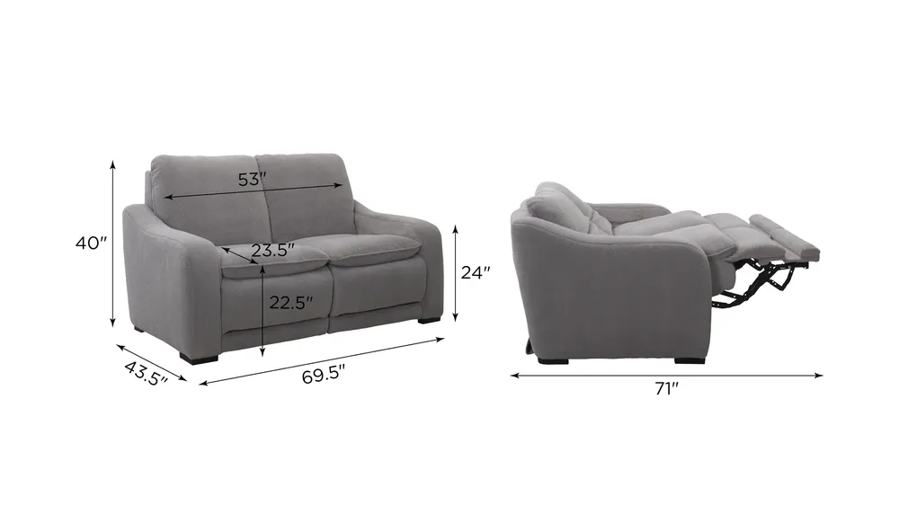Celine Power Loveseat w/ Power Headrest Dimensions