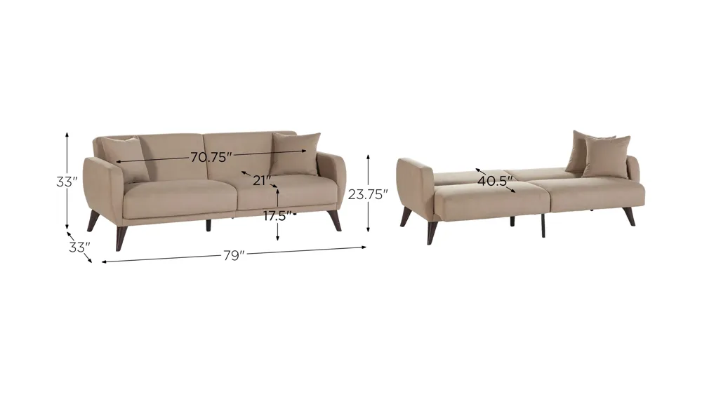 Lugano Sleeper Sofa with Storage Dimensions