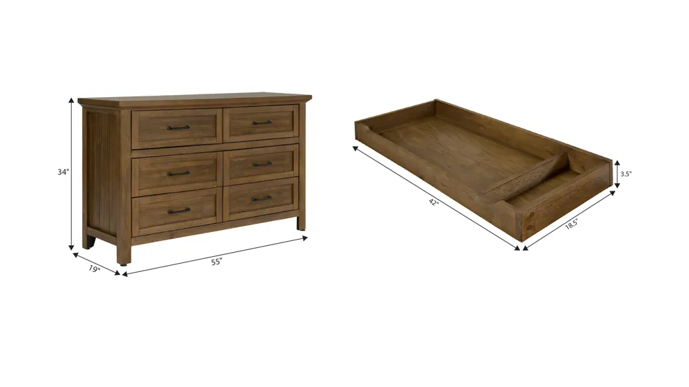 Wyatt Dresser with Changing Tray Dimensions