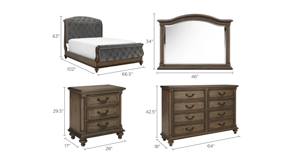 Castlehaven 4-pc. Bedroom Set Dimensions