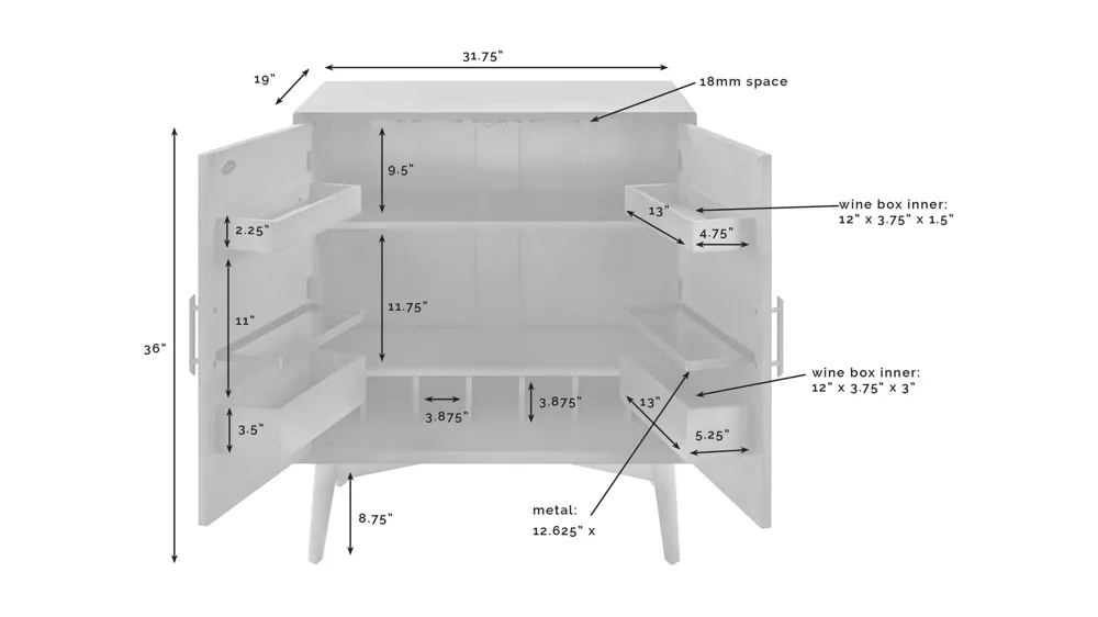 Landon Bar Cabinet Dimensions