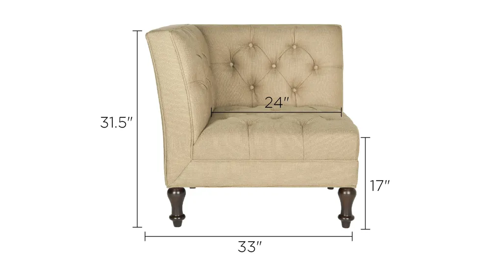 Cruz Tufted Corner Chair Dimensions