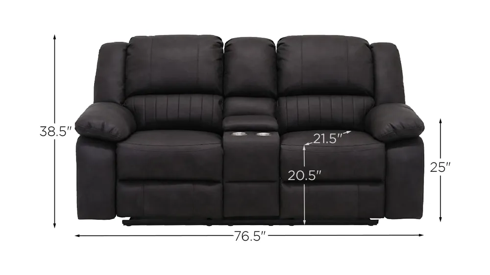 Navaro Licorice Reclining Console Loveseat Dimensions