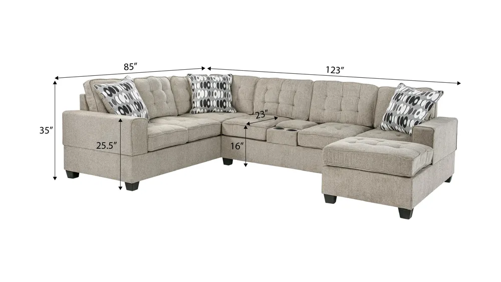 Oslo 3-pc. Sectional Dimensions