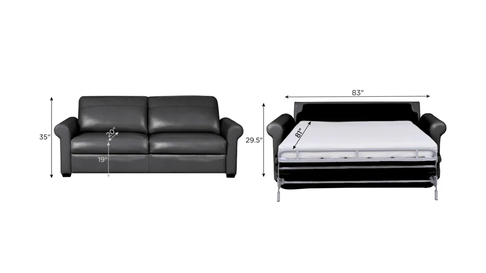 Harley 2-pc. Leather Queen Sleeper Dimensions