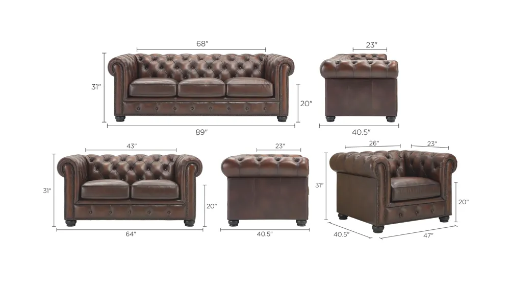 Hutchinson Living Room Set Dimensions
