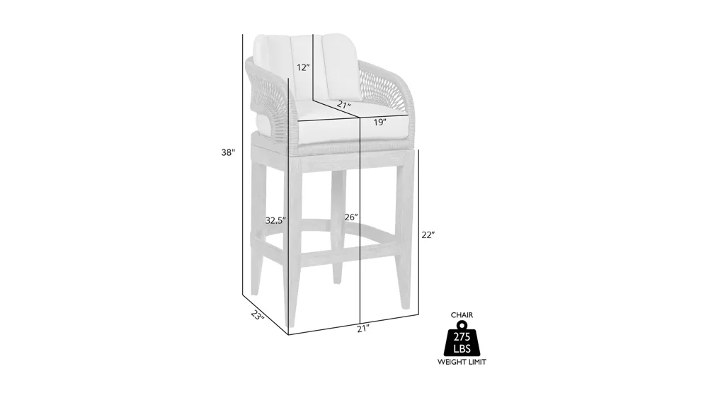 Orbit 26" Outdoor Counter Stool Dimensions