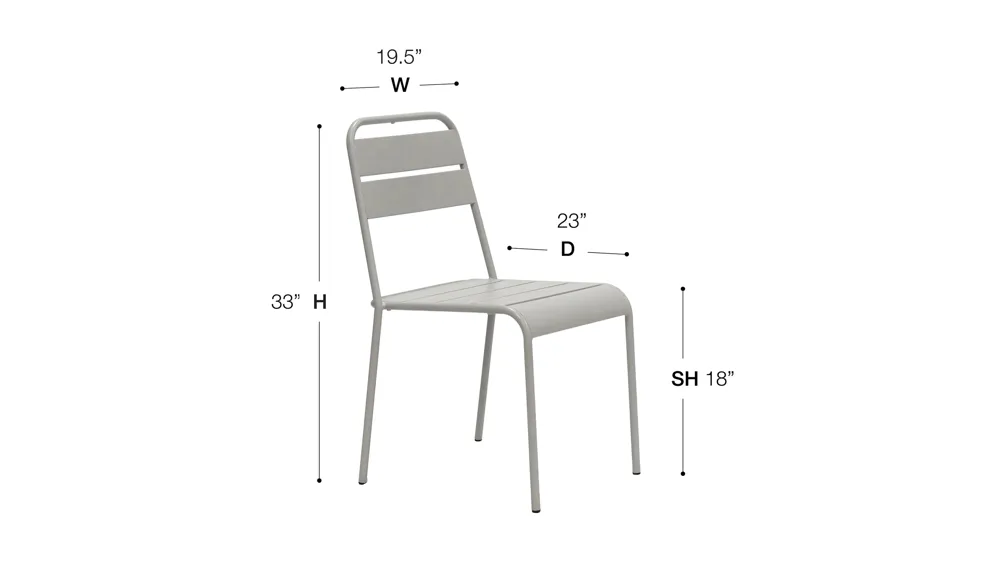 Rosco Outdoor Side Chair - Set of 2 Dimensions
