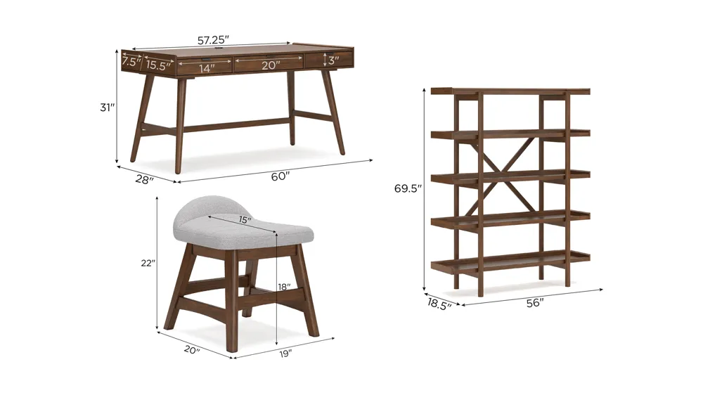 Linville 3-pc. Home Office Set Dimensions