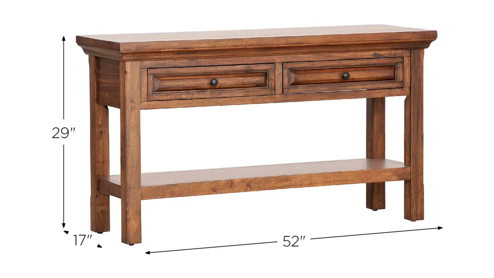 HillCrest Two Drawer Sofa Table Dimensions