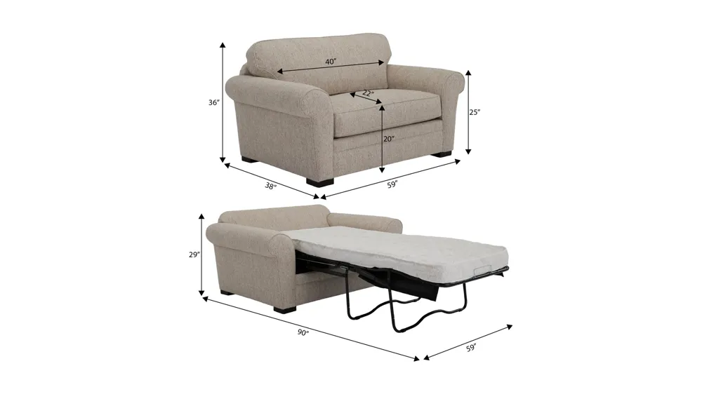 Artemis III Sleeper Chair Dimensions