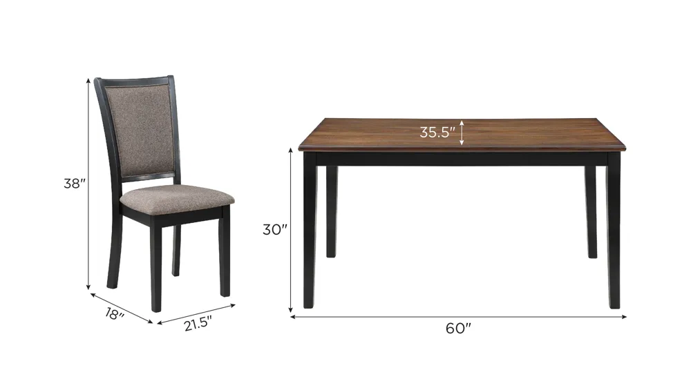 Potomac 5-pc. Dining Set Dimensions