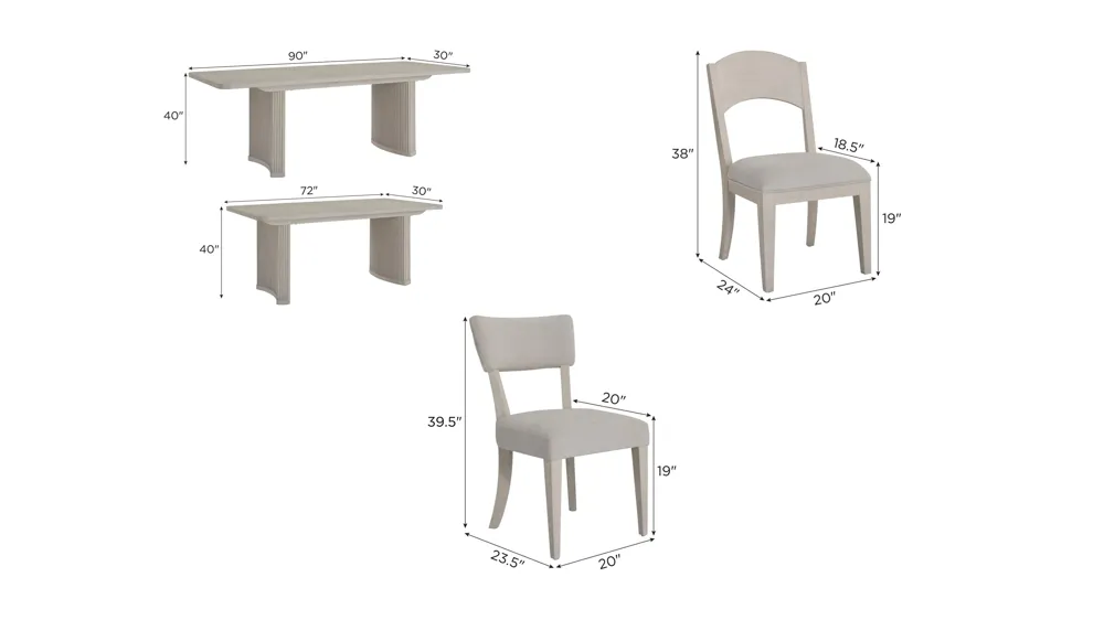 Vera 7-pc. Dining Set Dimensions
