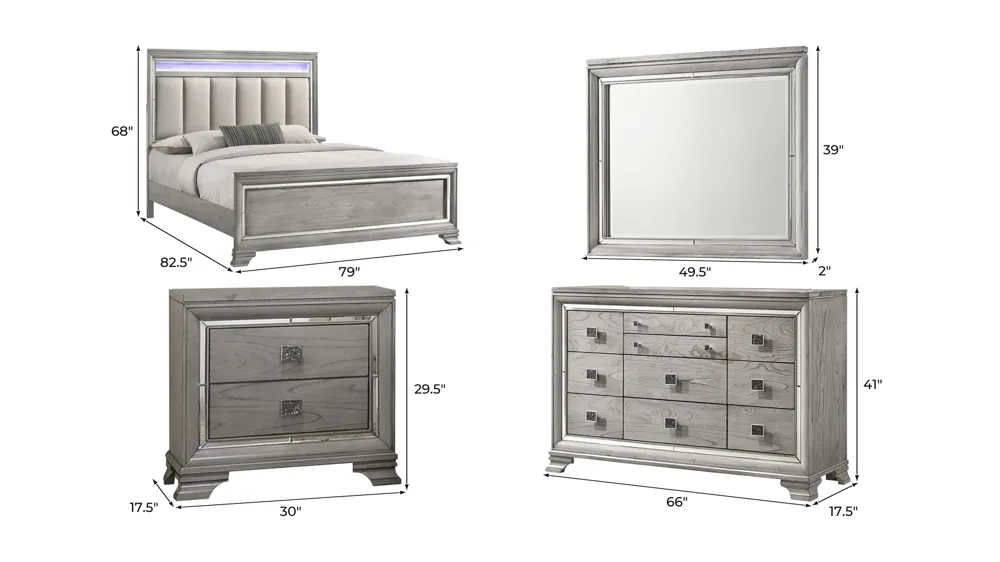 Vail 4-pc. Bedroom Set Dimensions